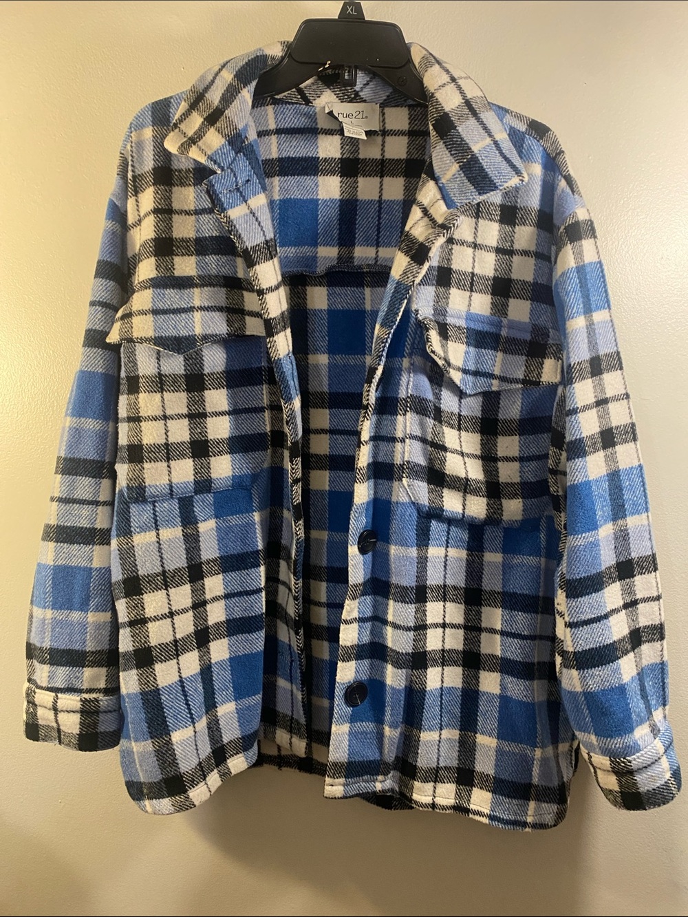 Rue21 Blue White Black Plaid Shacket Jacket